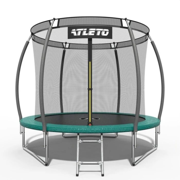 Батут дитячий 252 см з внутрішньою сіткою та драбинкою Atleto зелений