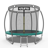 Батут детский 252 см с внутренней сеткой и стремянкой Atleto зеленый