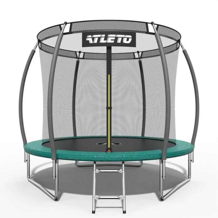 Батут дитячий 252 см з внутрішньою сіткою та драбинкою Atleto зелений