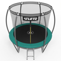 Батут детский 252 см с внутренней сеткой и стремянкой Atleto зеленый