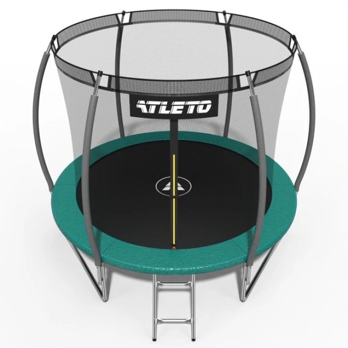 Батут дитячий 252 см з внутрішньою сіткою та драбинкою Atleto зелений