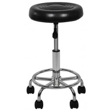 Крісло табурет на колесах без спинки кругле Bonro B-493 чорне