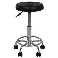 Крісло табурет на колесах без спинки кругле Bonro B-493 чорне