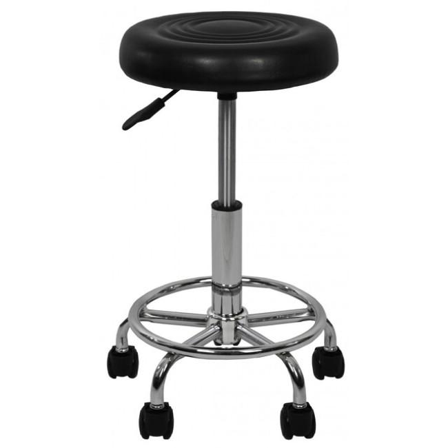 Кресло табурет на колесах без спинки круглое Bonro B-493 черное