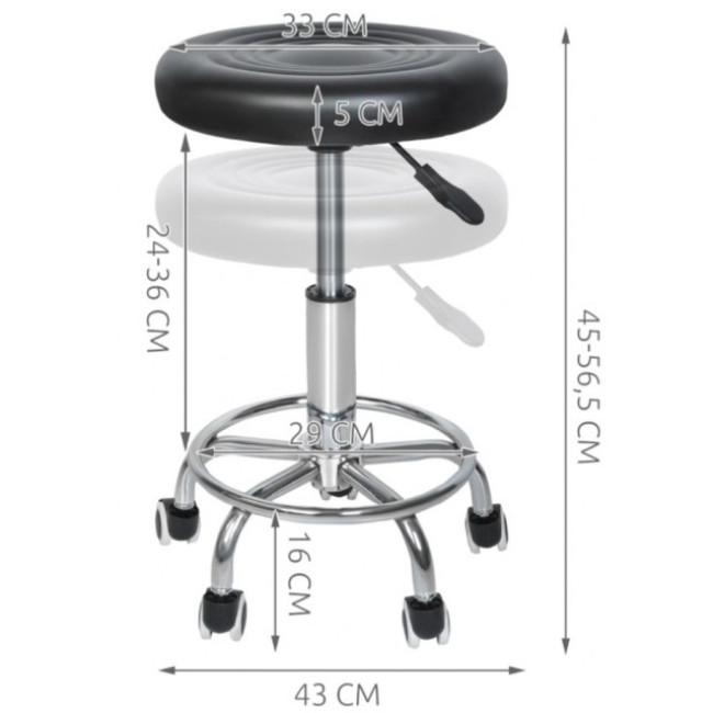 Кресло табурет на колесах без спинки круглое Bonro B-493 черное