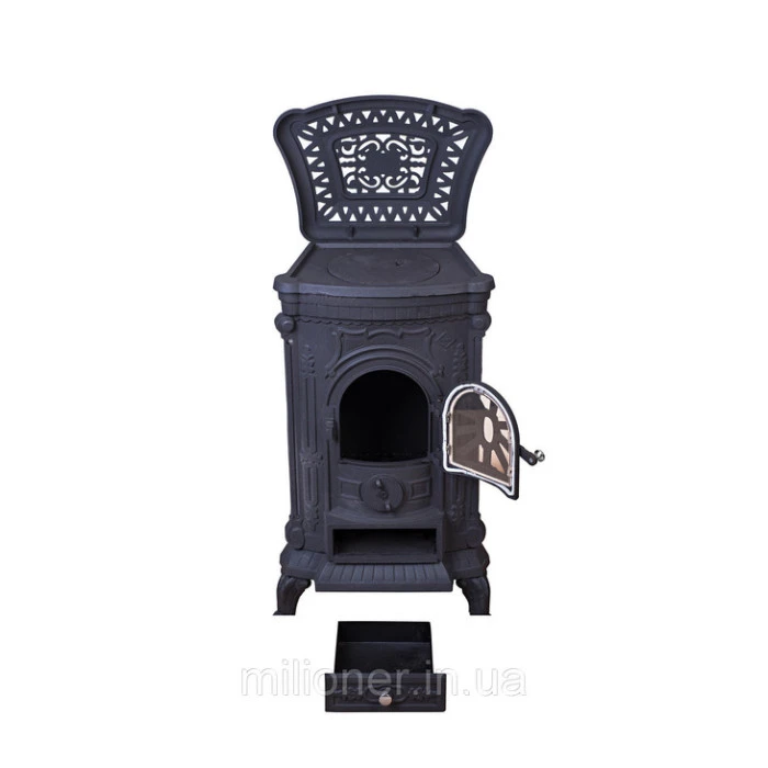 Камін піч буржуйка чугунна Bonro чорна подвійна стінка 9 кВт