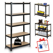 Стеллаж металлический 150х70х30см Siker GoodTool P7030 черный 5 полок