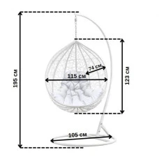 Підвісне крісло-гойдалка кокон Bonro 329 XL (біло-сіре)