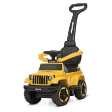 Детская машинка на аккумуляторе каталка-толокар Spoko SP-219 с родительской ручкой желтый