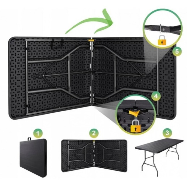 Стіл розкладний туристичний для пікніка Bonro BS 180 см чорний