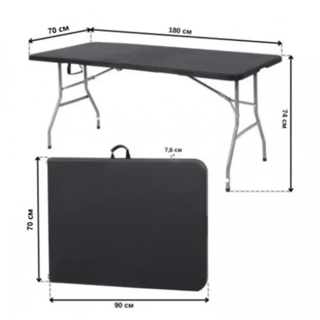 Стіл розкладний туристичний для пікніка Bonro BS 180 см чорний