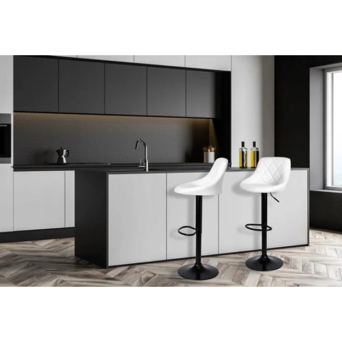 Барний стілець зі спинкою Bonro B-074 білий з чорною основою