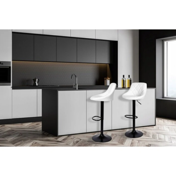 Барний стілець зі спинкою Bonro B-074 білий з чорною основою
