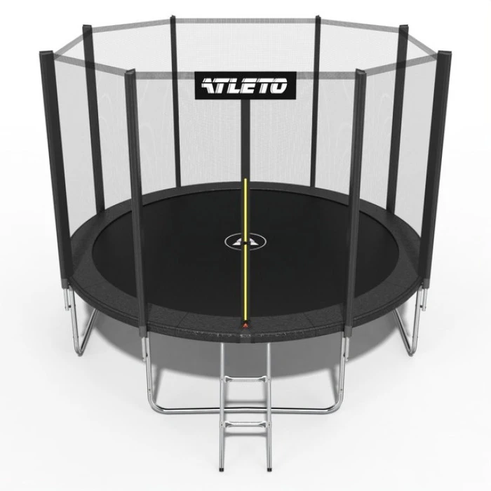 Батут дитячий з сіткою та драбинкою 404 см Atleto чорний