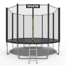 Батут дитячий з сіткою та драбинкою 404 см Atleto чорний