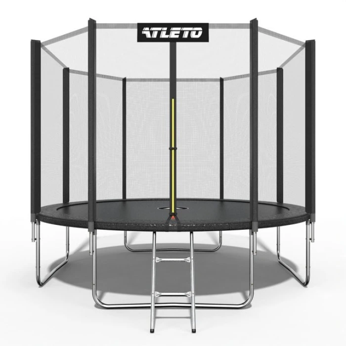 Батут дитячий з сіткою та драбинкою 404 см Atleto чорний