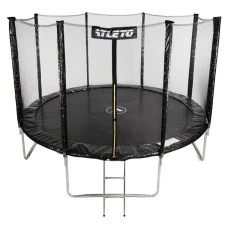 Батут дитячий з сіткою та драбинкою 404 см Atleto чорний