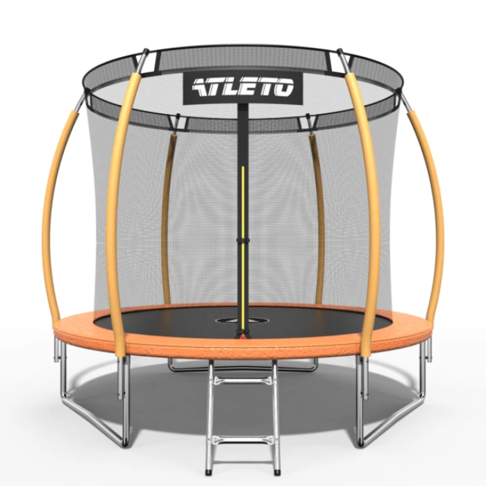 Батут дитячий 252 см з внутрішньою сіткою та драбинкою Atleto оранжевий