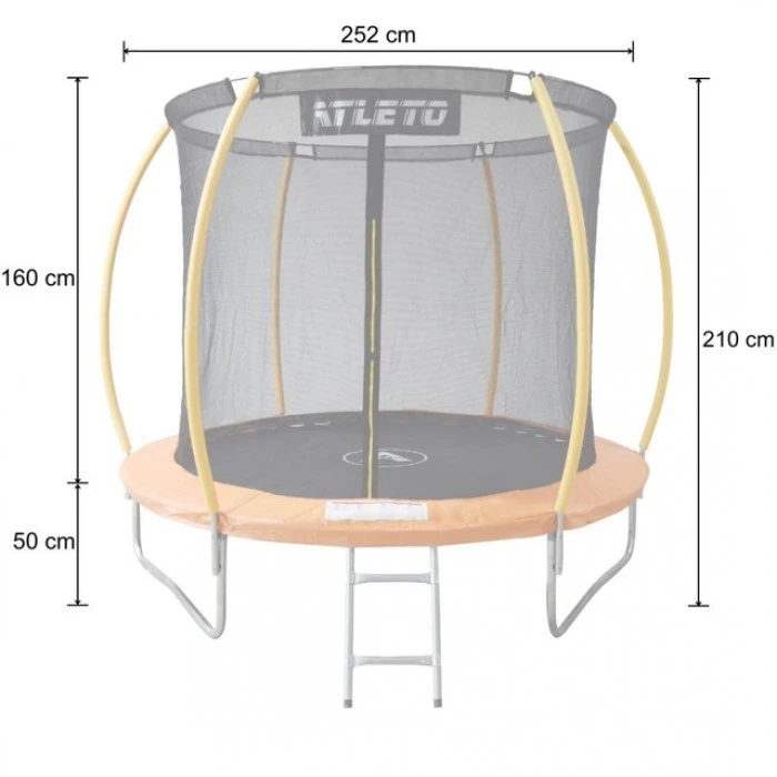 Батут дитячий 252 см з внутрішньою сіткою та драбинкою Atleto оранжевий
