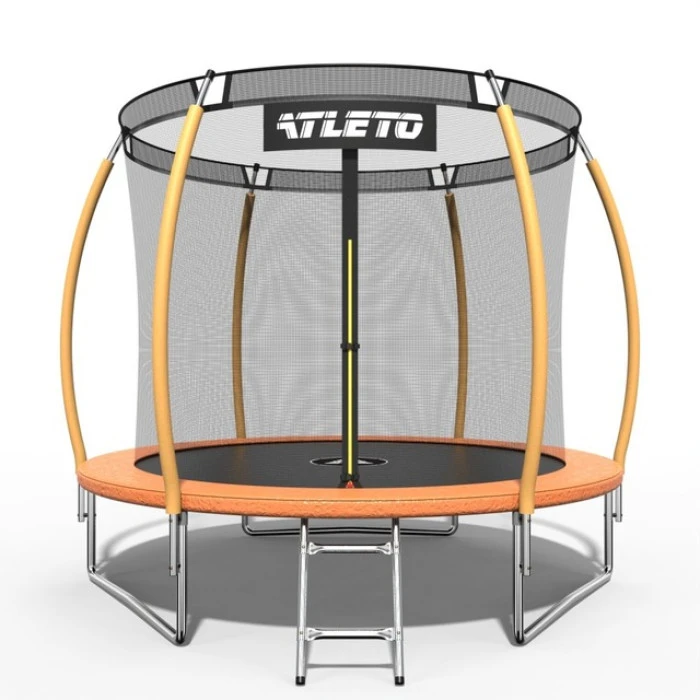 Батут дитячий 252 см з внутрішньою сіткою та драбинкою Atleto оранжевий