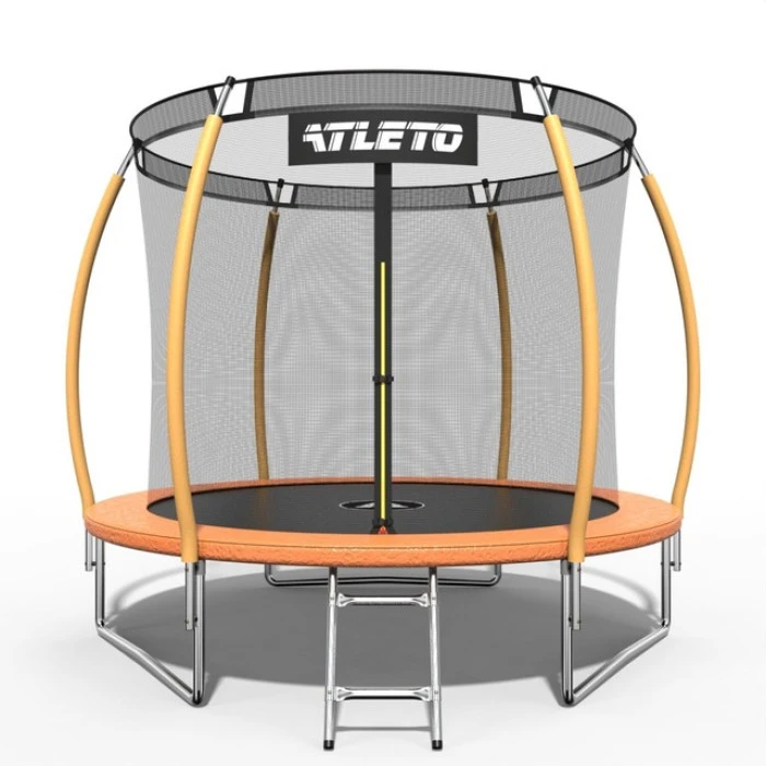 Батут дитячий 252 см з внутрішньою сіткою та драбинкою Atleto оранжевий