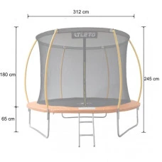 Батут дитячий 312 см з внутрішньою сіткою та драбинкою Atleto оранжевий