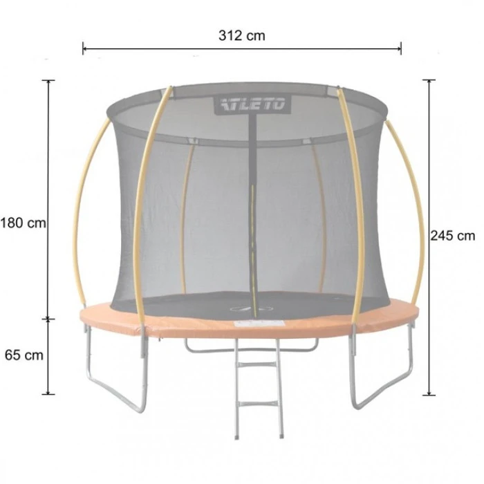Батут дитячий 312 см з внутрішньою сіткою та драбинкою Atleto оранжевий