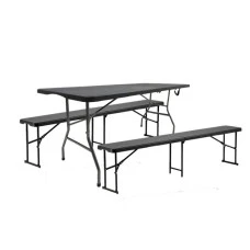 Стол раскладной для пикника 180 см + 2 лавки набор Bonro черный