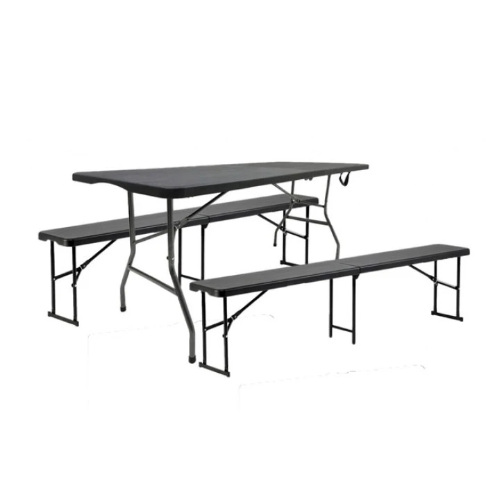 Стол раскладной для пикника 180 см + 2 лавки набор Bonro черный