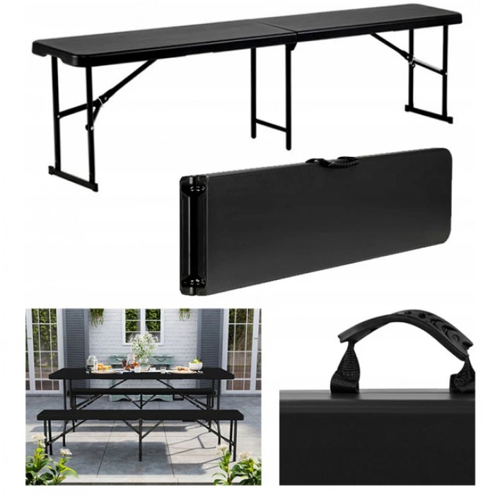 Стол раскладной для пикника 180 см + 2 лавки набор Bonro черный