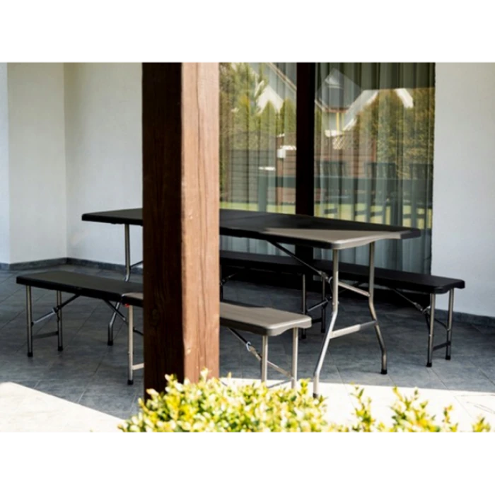Стол раскладной для пикника 180 см + 2 лавки набор Bonro черный