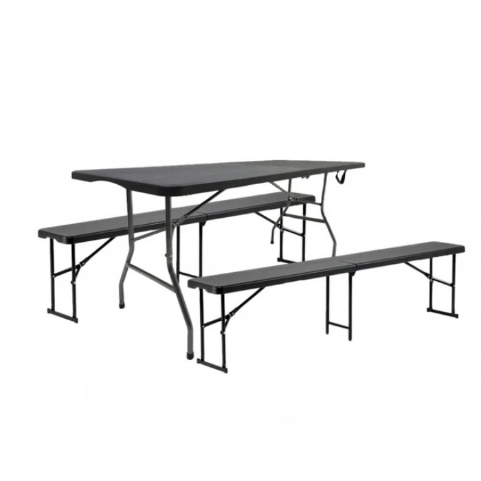 Стол раскладной для пикника 180 см + 2 лавки набор Bonro черный