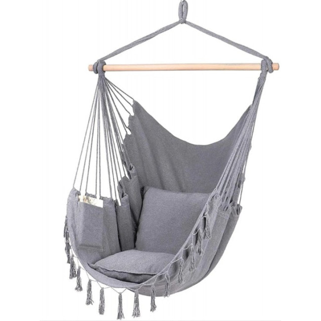 Кресло подвесное бразилийское + комплект крепления Bonro B-093 серый 120 кг