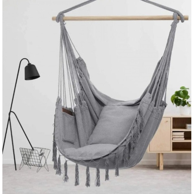 Кресло подвесное бразилийское + комплект крепления Bonro B-093 серый 120 кг