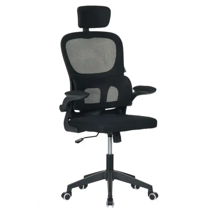 Кресло офисное на колесах с подголовником Bonro B-122 черное