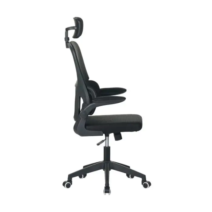 Кресло офисное на колесах с подголовником Bonro B-122 черное