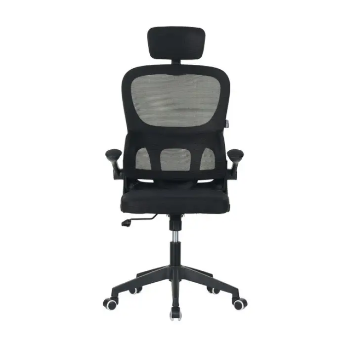 Кресло офисное на колесах с подголовником Bonro B-122 черное