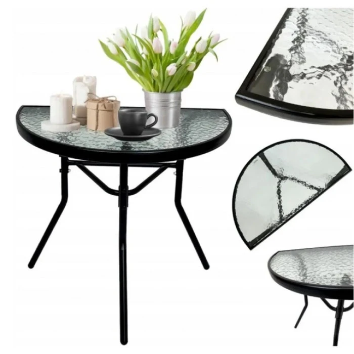 Столик для балкона террасы сада полукруглый Bonro B-1913 черный