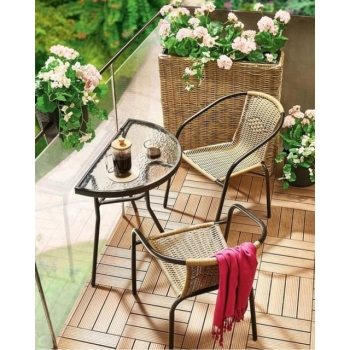 Столик для балкона террасы сада полукруглый Bonro B-1913 черный