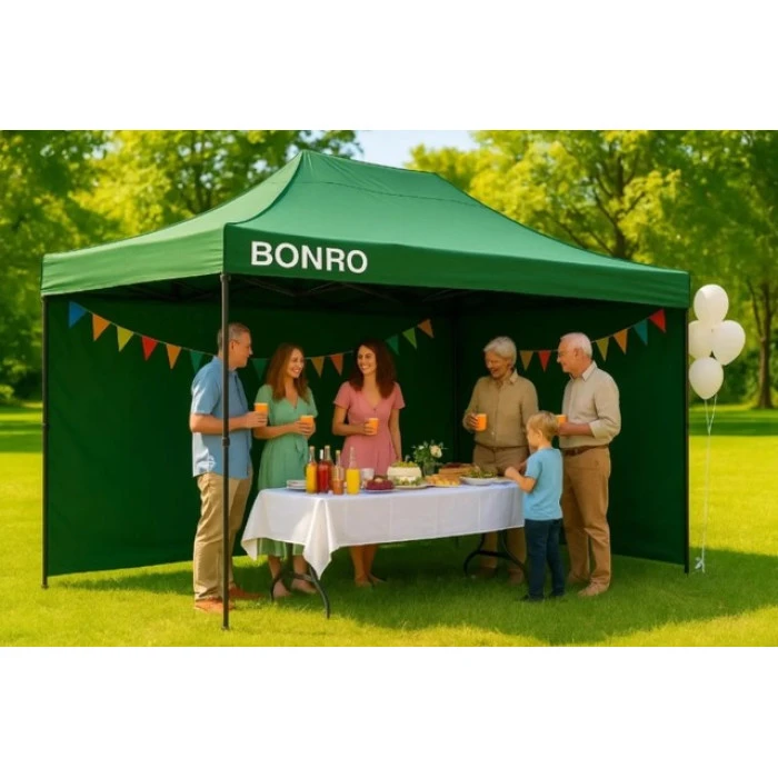 Намет павільйон розсувний з стінками 3 х 4,5 м Bonro B-9005 зелений + сумка