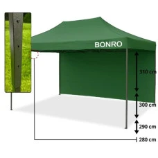 Намет павільйон розсувний з стінками 3 х 4,5 м Bonro B-9005 зелений + сумка