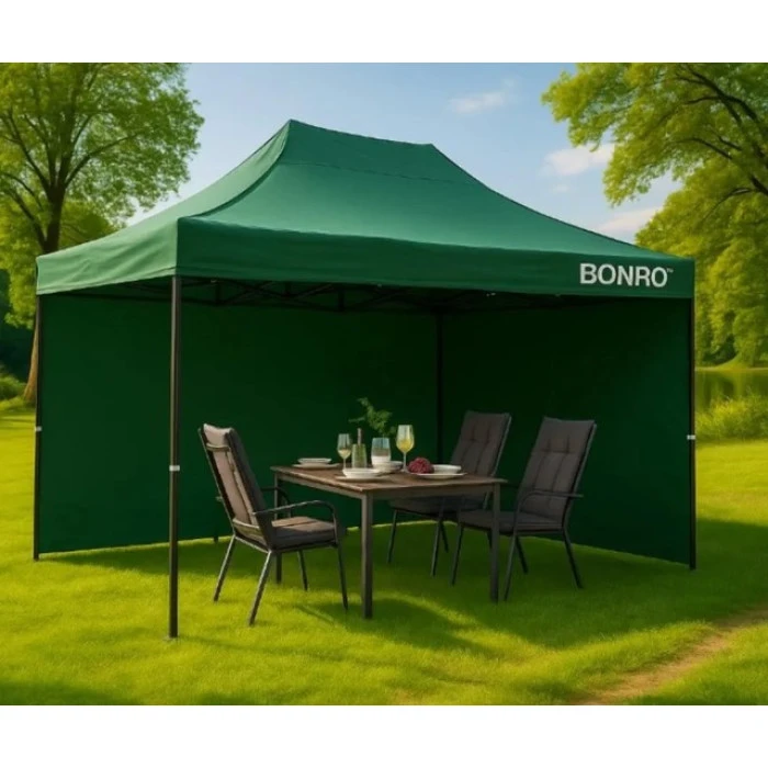 Намет павільйон розсувний з стінками 3 х 4,5 м Bonro B-9005 зелений + сумка