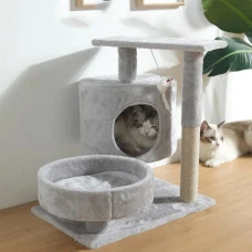 Кігтеточка-будиночок дерев'яний 61 см Bonro B-29 для кішок сіра