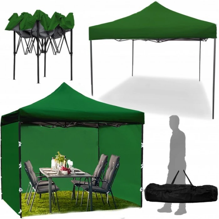 Намет павільйон розсувний з стінками 3 х 3 м Bonro B-9004 зелений + сумка