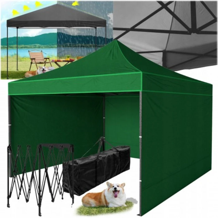 Намет павільйон розсувний з стінками 3 х 3 м Bonro B-9004 зелений + сумка