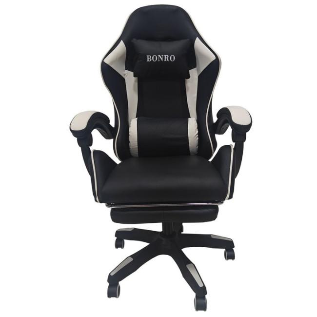Кресло геймерское Bonro B-945 белое с подставкой для ног
