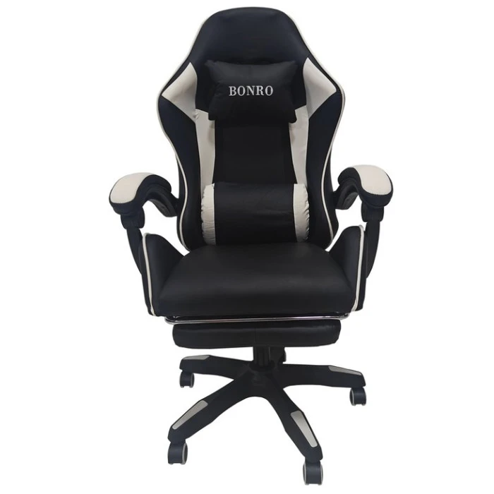 Крісло геймерське Bonro B-945 біле з підставкою для ніг