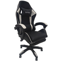 Кресло геймерское Bonro B-945 белое с подставкой для ног