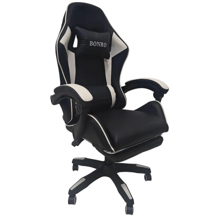 Крісло геймерське Bonro B-945 біле з підставкою для ніг