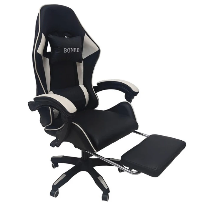 Крісло геймерське Bonro B-945 біле з підставкою для ніг